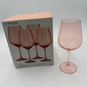 NIB Godinger Sheer Coral Red Wine Glasses